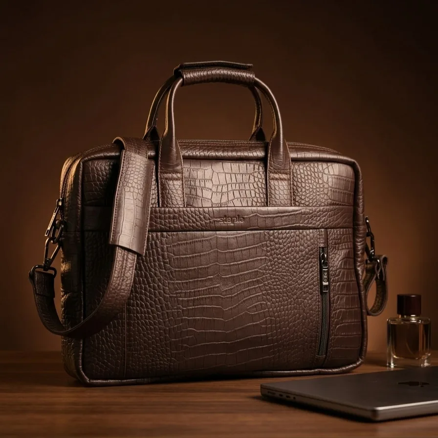 Genuine Cow Leather Office Bag | Chocolate Edition