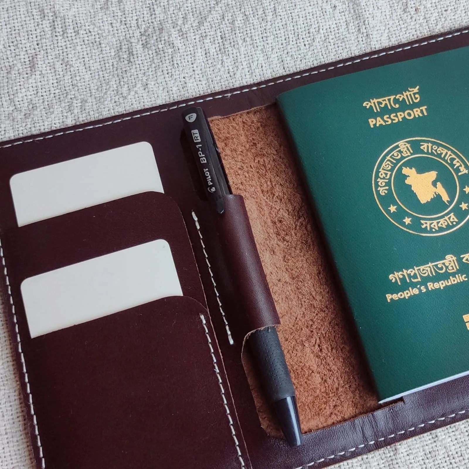 Genuine Cow Leather Passport Holder - Chocolate