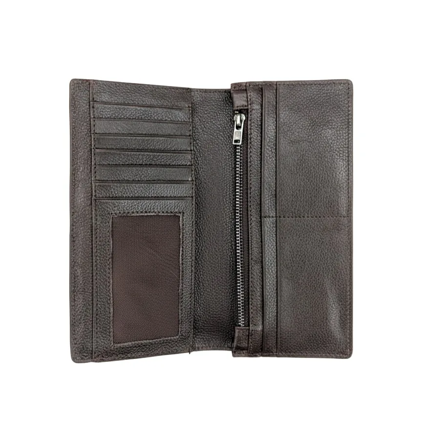 Genuine Leather Single Gadget Long Wallet - Chocolate Edition