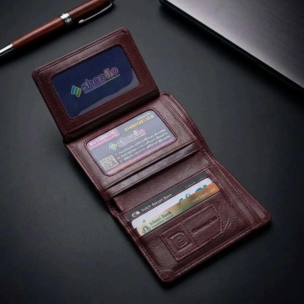 Premium Leather Short Wallet-Red Wine Edition