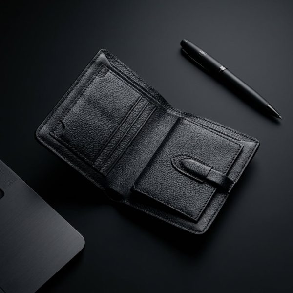 Genuine Leather Loop Short Wallet – Black