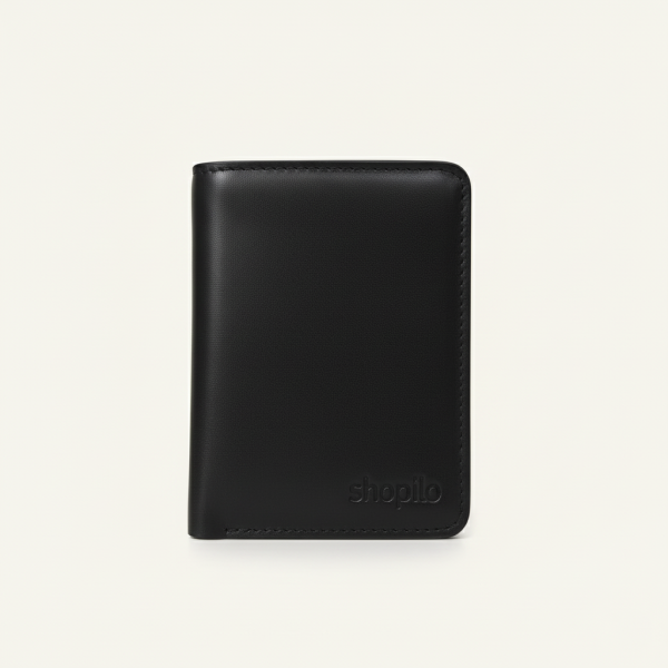 Genuine Leather Loop Short Wallet – Black