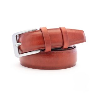 Oil Pull-up Leather Belt (Red Brown)