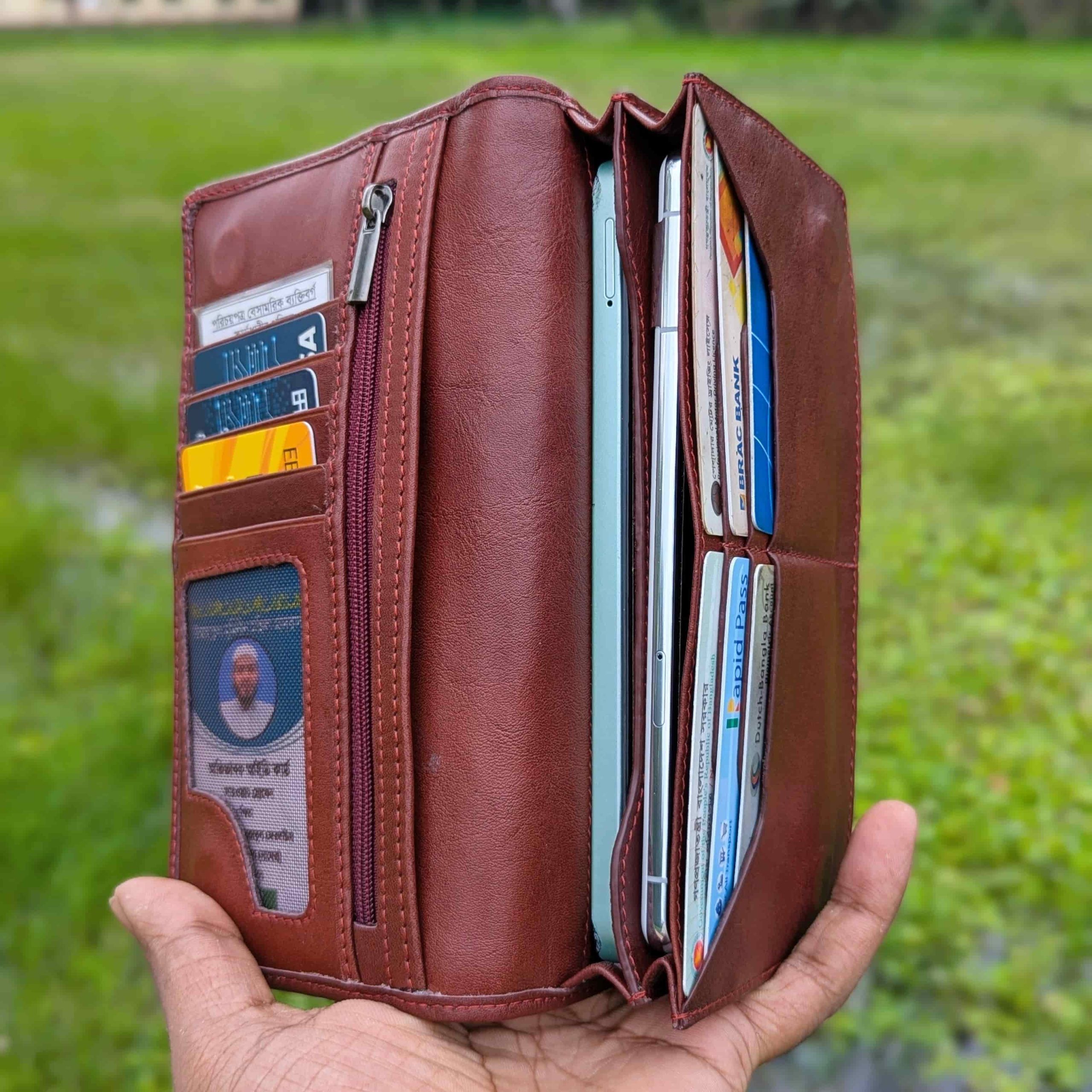 Red Brown || Genuine Leather Long Wallet - Image 7