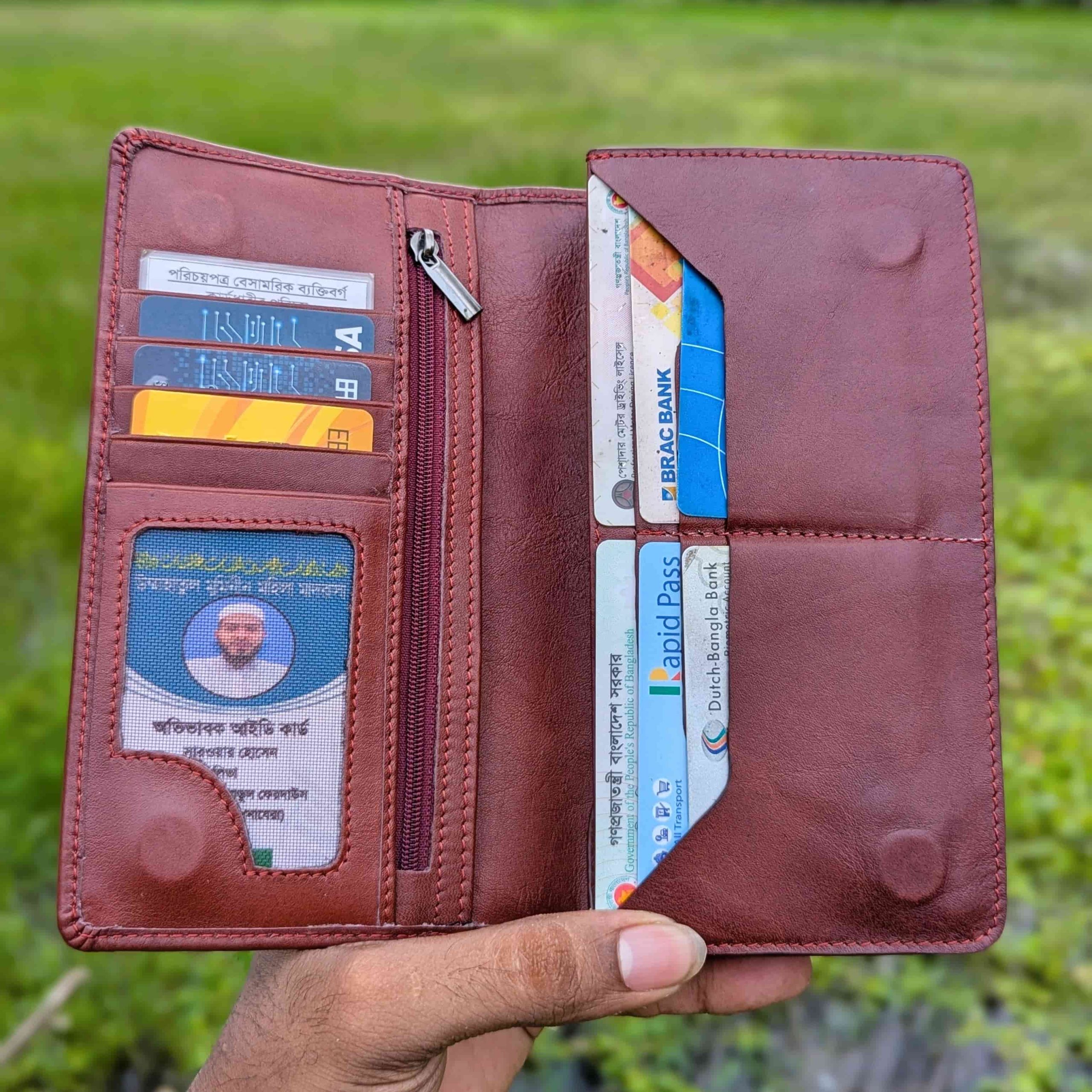 Red Brown || Genuine Leather Long Wallet - Image 6