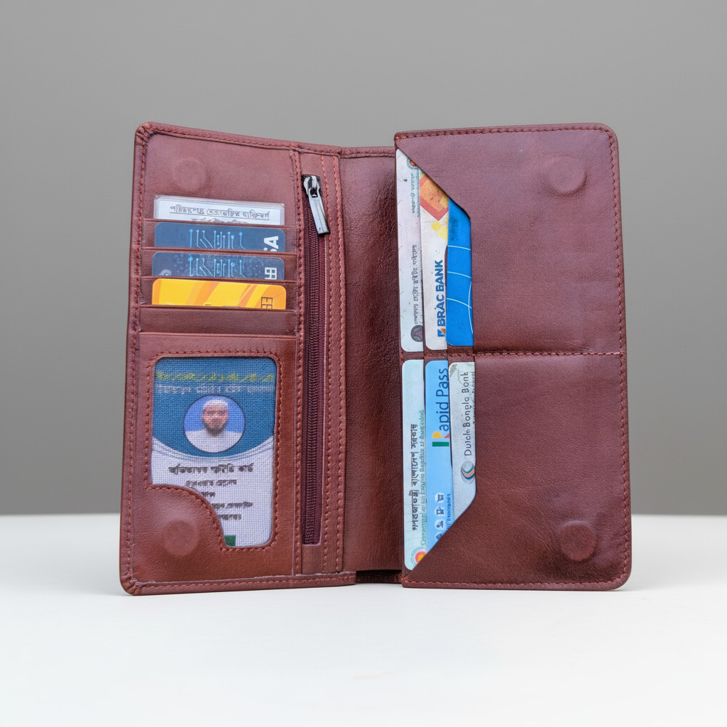 Red Brown || Genuine Leather Long Wallet - Image 2