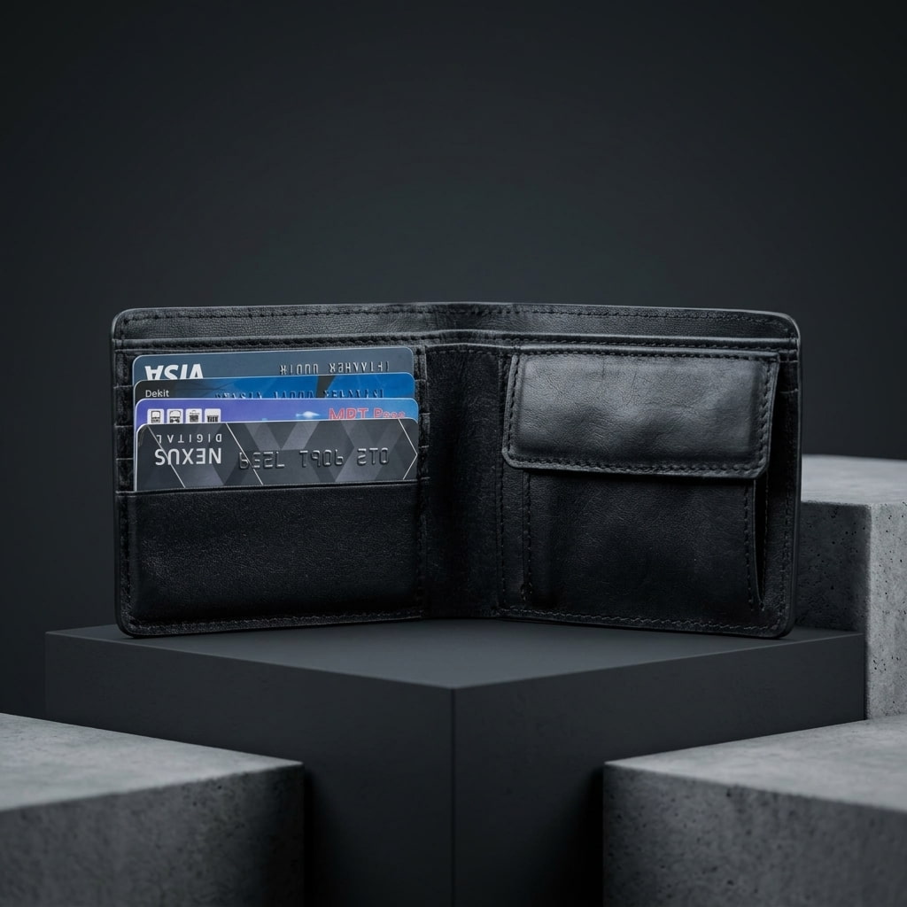 Premium Vaulty Men's Short Wallet (Black) - Image 3