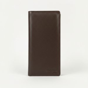 Genuine Leather Single Gadget Long Wallet-Chocolate